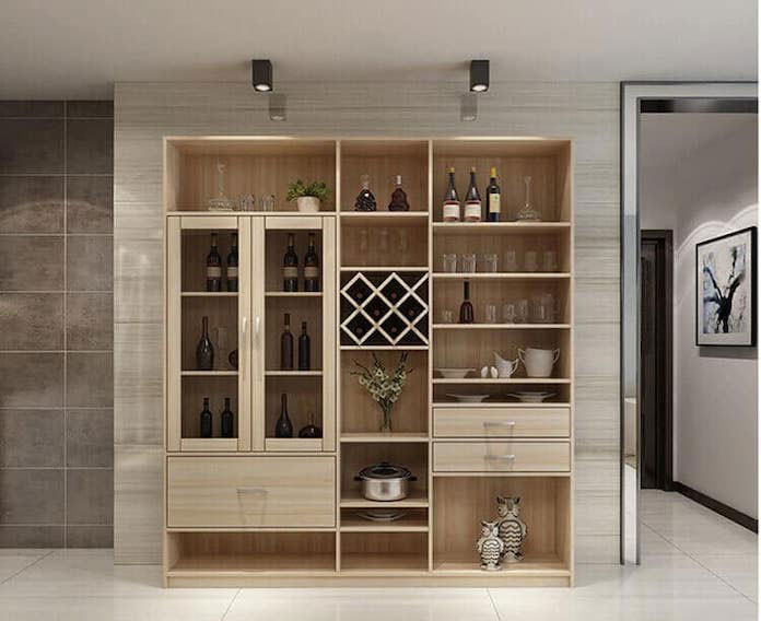  Hình 8: Tủ rượu trưng bày bằng gỗ lam là dòng tủ có thiết kế hiện đại và sang trọng