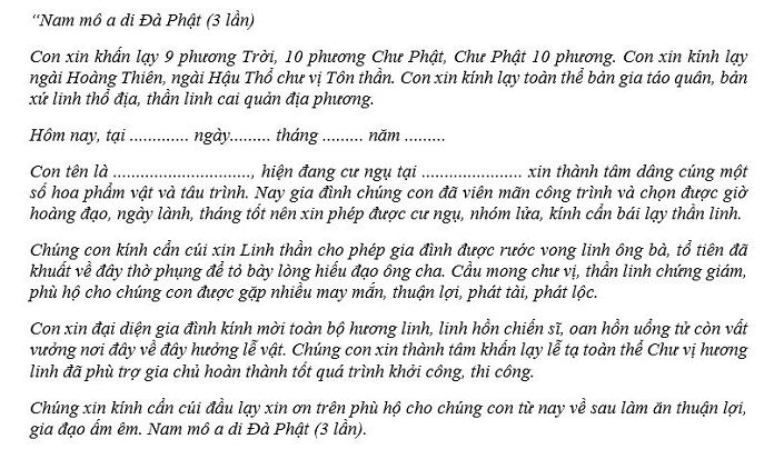 
Ảnh 5: Nguyên văn bài cúng thuê nhà (Nguồn: Internet)
