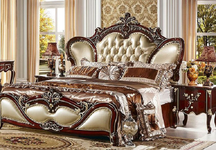  Ảnh 2: Thiết kế giường ngủ tân cổ điển gỗ sồi sang trọng, quý tộc