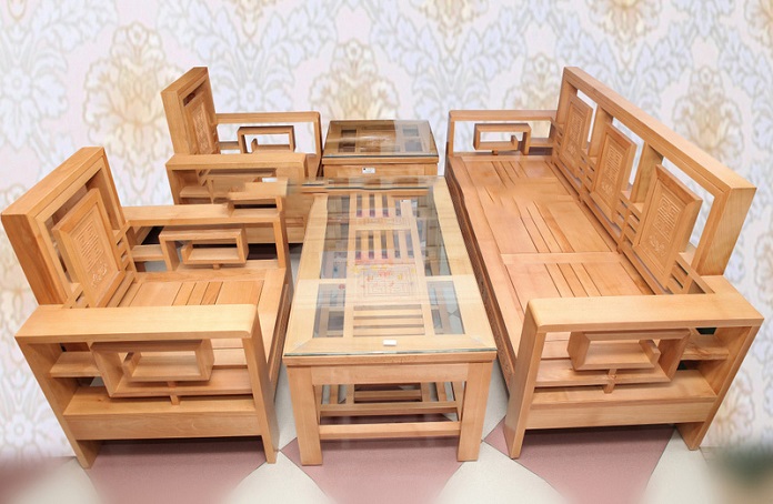 
Ảnh 5: Bàn ghế phòng khách nhỏ làm bằng gỗ sồi
