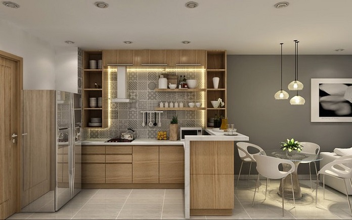
Ảnh 7: Xu hướng thiết kế nội thất chung cư 100m2 khuôn viên phòng bếp
