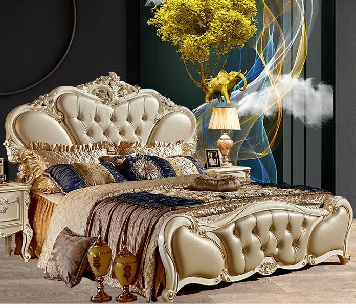  Ảnh 8: Thiết kế ấn tượng của giường ngủ tân cổ điển bọc da nhập khẩu Châu Âu