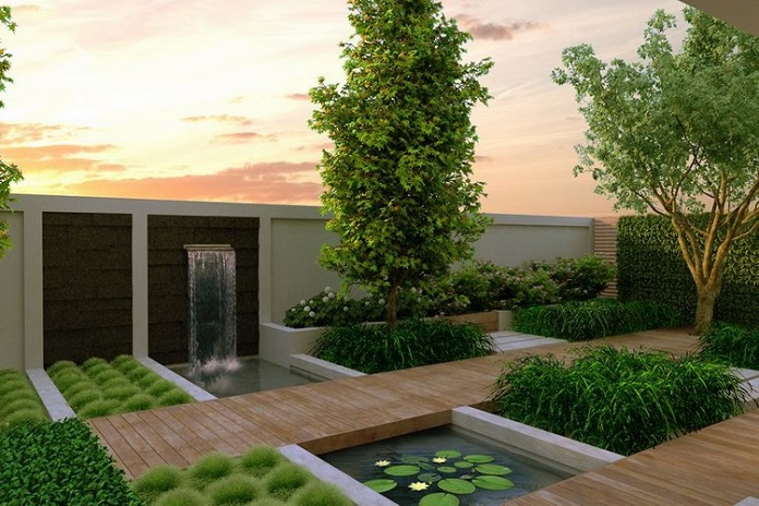 
Ảnh 33: Thiết kế sân vườn tại biệt thự cũng có thể vận dụng các yếu tố nước, cây cỏ
