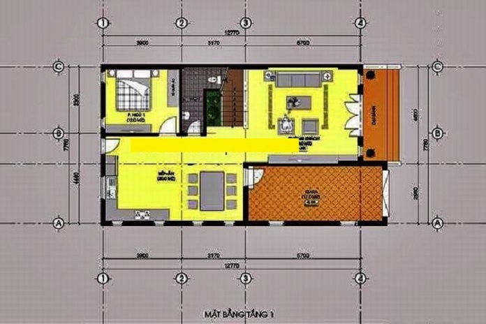 
Ảnh 9: Mặt bằng thiết kế tầng 1 của biệt thự tân cổ điển
