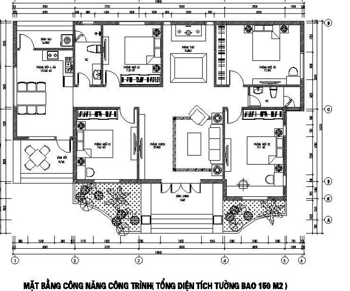 
Hình 7: Với diện tích 120m2 biệt thự nhà vườn bố trí tới 4 phòng ngủ lớn
