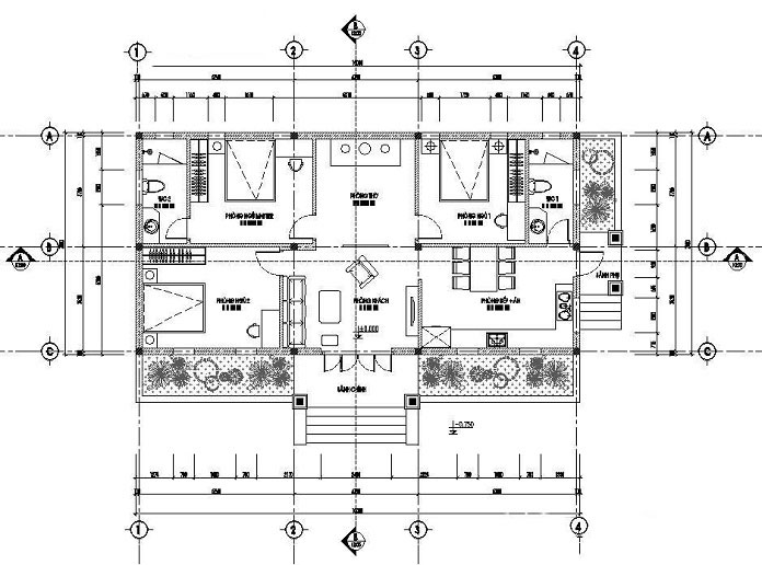 
Hình 10: Bản vẽ mặt bằng của kiểu biệt thự nhà vườn cấp 4
