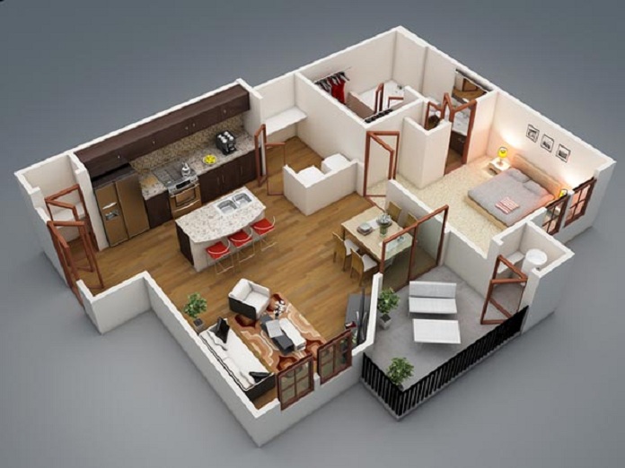 
Tham khảo mô hình thiết kế 3D cho căn hộ 1 phòng ngủ

