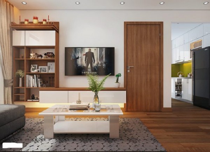 Ảnh 19: Phần nóc của tủ sách được sử dụng đặt bàn thờ rất phù hợp với không gian nhà chung cư