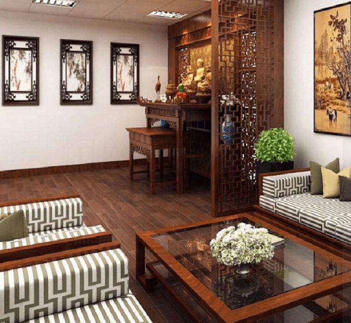 Ảnh 13: Bố trí bàn thờ chung cư sát tường và có vách ngăn là gợi ý cho căn hộ chung cư hiện đại