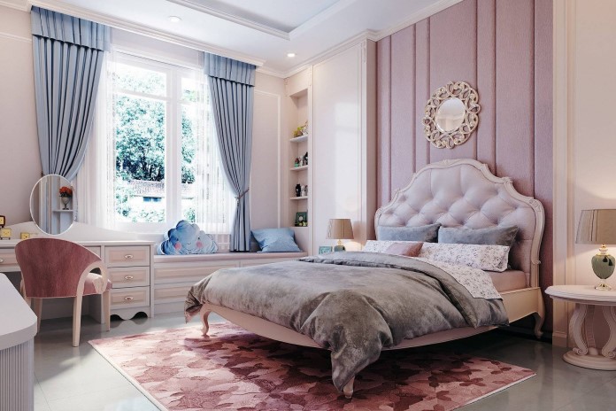  Ảnh 2: Thiết kế phòng ngủ với gam màu hồng chủ đạo