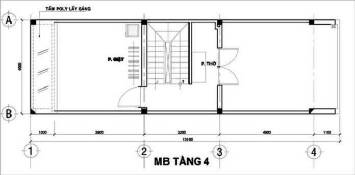 Ảnh 13: Bản vẽ công năng chi tiết mặt bằng sân thượng của nhà phố 3 tầng 1 tum