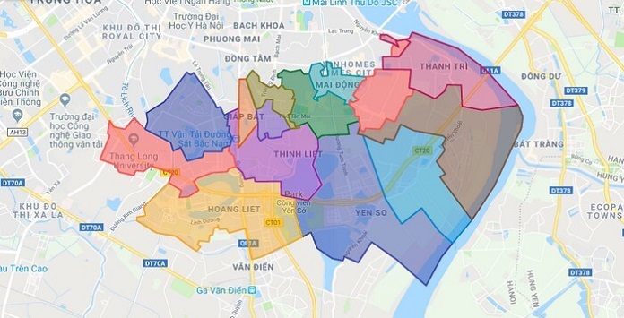 1. Vị trí quận Hoàng Mai