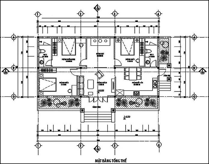 
Ảnh 5: Bản vẽ thiết kế nhà cấp 4 3 phòng ngủ
