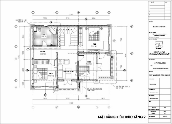  Ảnh 3: Bản vẽ hoàn công xây dựng của tâng hai một căn hộ được thi công xây dựng