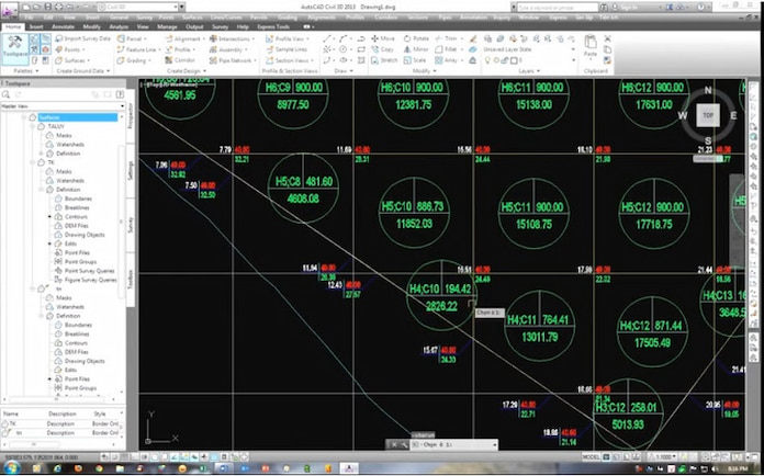 
Ảnh 4: Tính khối lượng san lấp mặt bằng bằng Autocad
