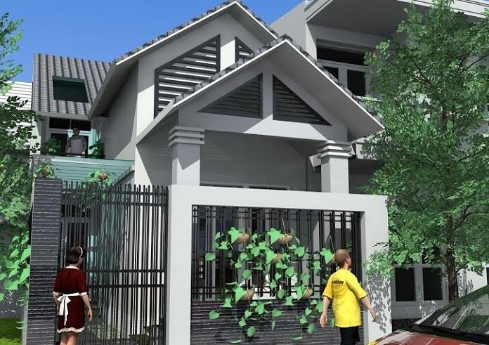 
Phối cảnh mẫu nhà cấp 4 mái Thái có gác lửng 400 triệu
