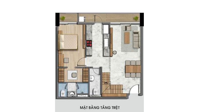 
Mặt bằng công năng tầng 1 mẫu nhà
