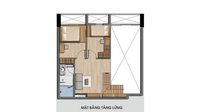 
Mặt bằng công năng tầng 2 mẫu nhà
