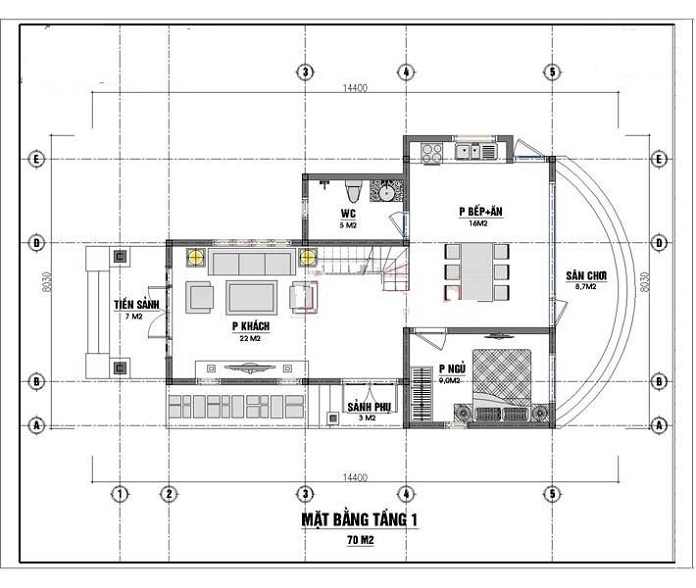 
Mặt bằng tầng 1
