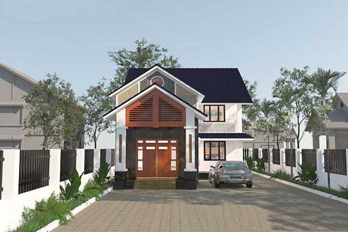 
Phối cảnh vẻ ngoài của mẫu nhà cấp 4 mái thái 4 phòng ngủ
