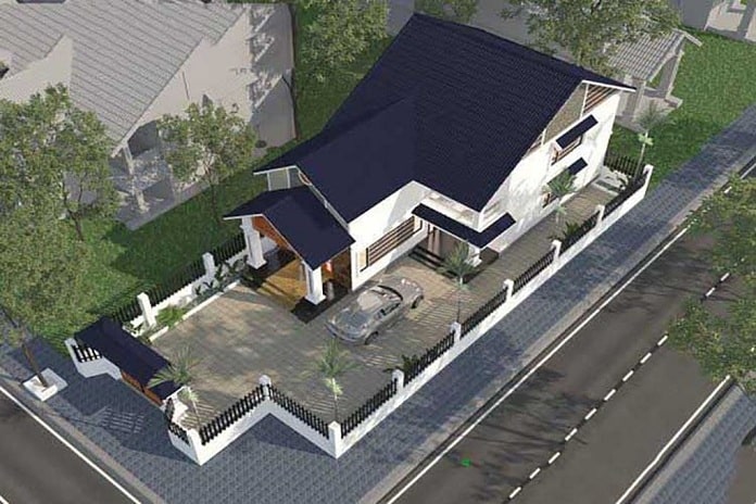 
Góc nhìn từ trên cao xuống của mẫu nhà
