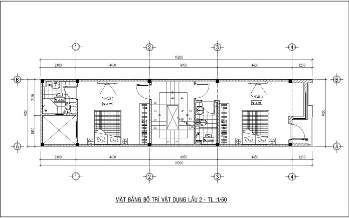 
Ảnh 8: Mẫu thiết kế nhà 1 trêt 2 lầu 4x12m lầu 2

