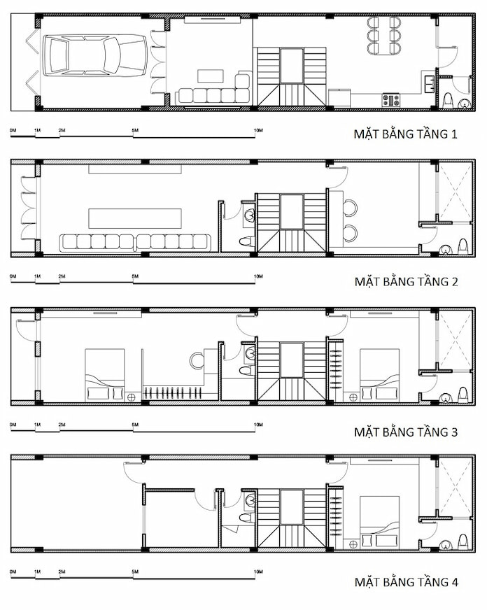 Ảnh 5. Bản vẽ autocad nhà phố 4 tầng