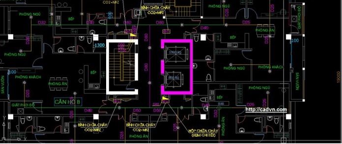 
Ảnh 7: Hệ thống phòng cháy chữa cháy trong bản vẽ chung cư 15 tầng
