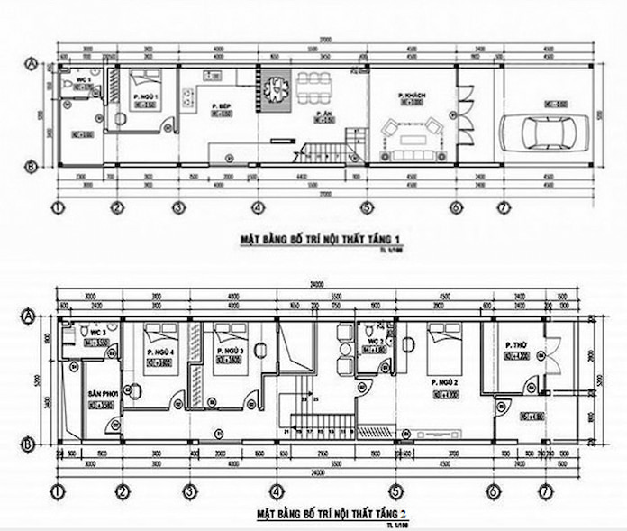 Ảnh 7. Bản vẽ kiến trúc nhà phố 2 tầng 5x20