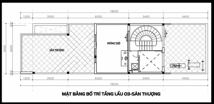 
Ảnh 16. Bản vẽ mẫu nhà phố 3 tầng 4 phòng ngủ tầng 3 của mẫu nhà phố 5x16m
