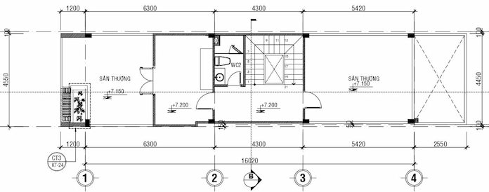 
Ảnh 20. Bản vẽ mẫu nhà phố 3 tầng có tầng tum tầng 3 của mẫu nhà phố 5x16m
