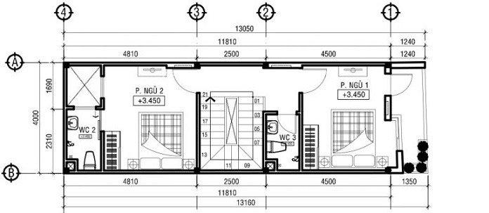 
Ảnh 6: Bản vẽ mẫu nhà gồm 1 trệt, 1 lửng, 1 lầu và 1 sân thượng
