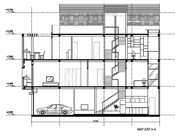 
Ảnh 11: Bản thiết kế nhà 3 tầng 1 tum 3x10m đầy đủ công năng
