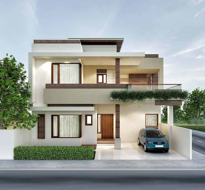 Ảnh 1. Bản vẽ nhà chữ L 2 tầng 600 triệu