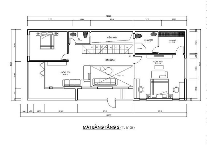 
Ảnh 24: Công năng mẫu nhà 2 tầng chữ L 100m2 kết hợp tum
