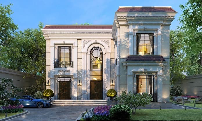 
Ảnh 28: Mẫu nhà chữ L 2 tầng cổ điển 4 phòng ngủ diện tích 100m2
