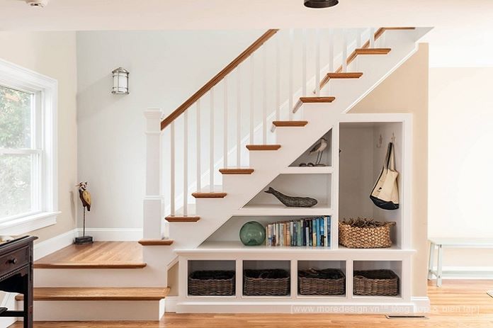
Ảnh 6: Mẫu cầu thang cho nhà ống đơn giản nhưng không kém phần độc đáo
