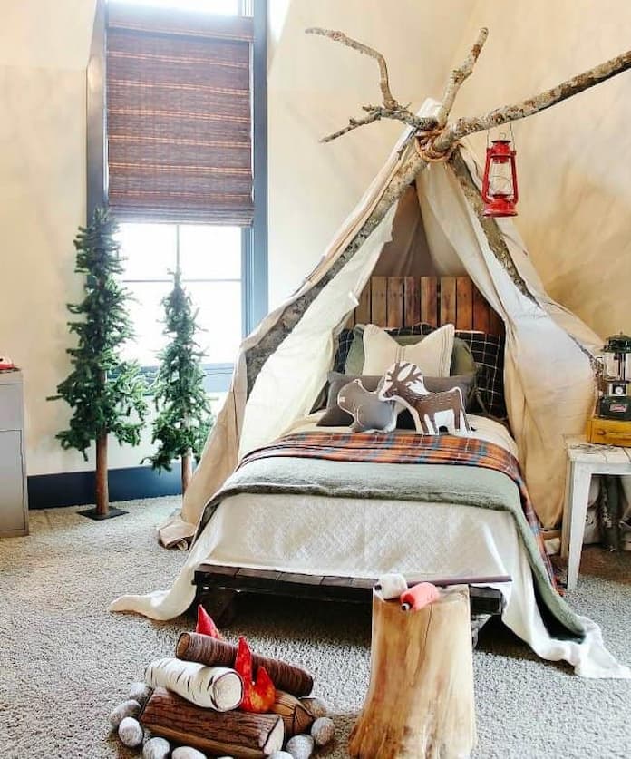  Ảnh 16: Phòng ngủ chủ đề rừng xanh giúp cho các con có được một không gian mát mẻ
