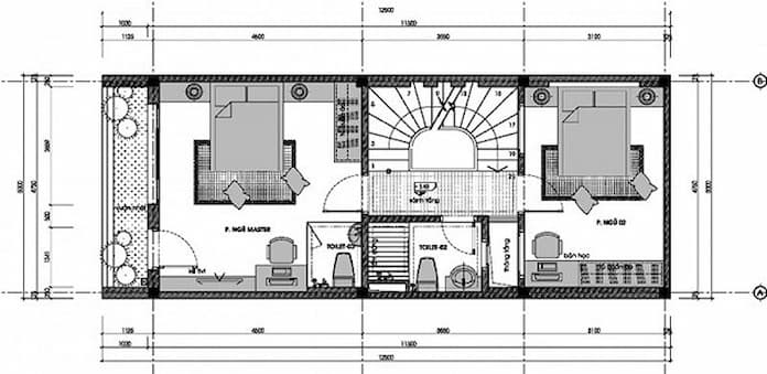 
Ảnh 7: Bản vẽ công năng tầng 2 dành cho nhà 6x10m 2 phòng
