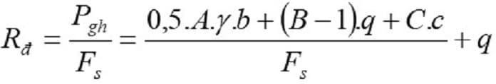 

Ảnh 3: Công thức tính toán sức chịu tải của đất nền
