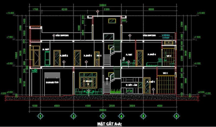 Ảnh 1: File cad kiến trúc nhà phố 5x20m