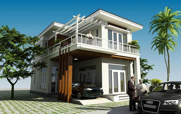 
Ảnh 15: Mẫu nhà 2 tầng chữ L 100m2 có gara ô tô
