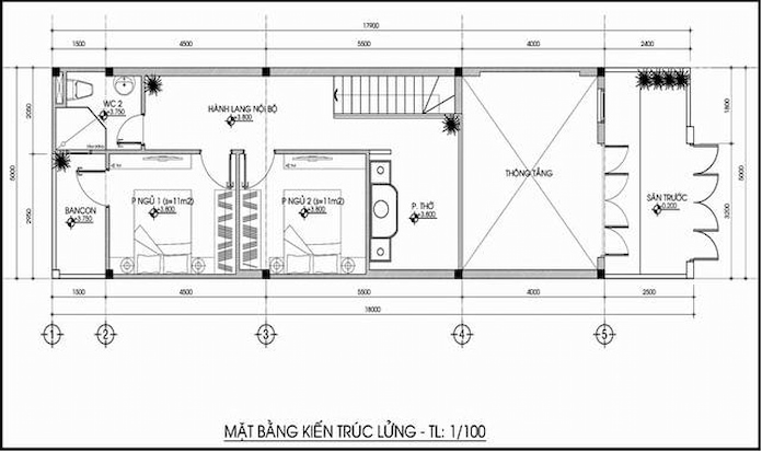 
Ảnh 3: Bản vẽ công năng không gian gác lửng của căn nhà cấp 4 có gác lửng 5x12
