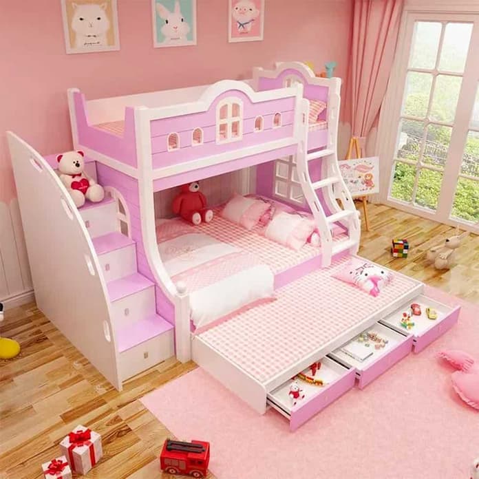  Ảnh 9: Giường ngủ có hình dáng lâu đài tạo nên một tòa lâu đài nhỏ cho bé