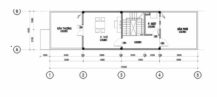 
Ảnh 50: Mặt bằng gác lửng nhà 3 tầng có gác lửng
