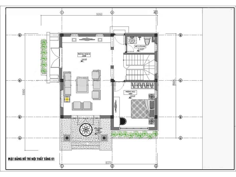 Ảnh 7: bản vẽ mẫu thiết kế nhà 2 tầng 800 triệu mái thái diện tích 65m2 tầng 1 ( Nguồn: Internet)
