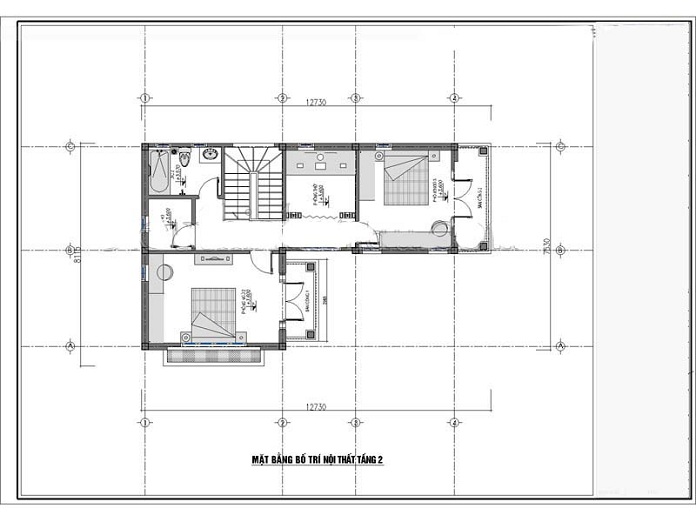 Ảnh 11: Bản vẽ mẫu nhà 2 tầng 800 triệu tân cổ điển tầng 2 ( Nguồn: Internet)