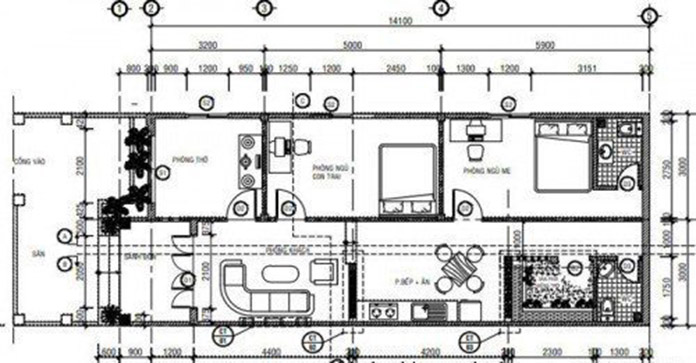 Ảnh 14: Bản vẽ mẫu nhà cấp 4 có diện tích 6 ×15m với mái bằng