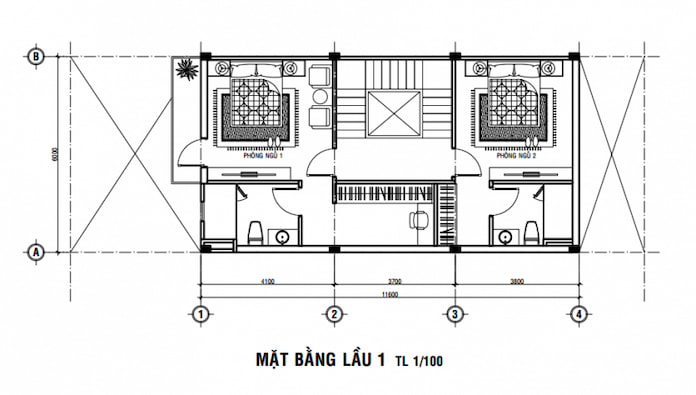 
Ảnh 28: Mặt bằng tầng 2 nhà 3 tầng diện tích 4x18m
