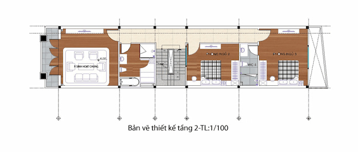 
Ảnh 6: Mặt bằng tầng 2 nhà ống 3 tầng 50m2 có sân thượng

